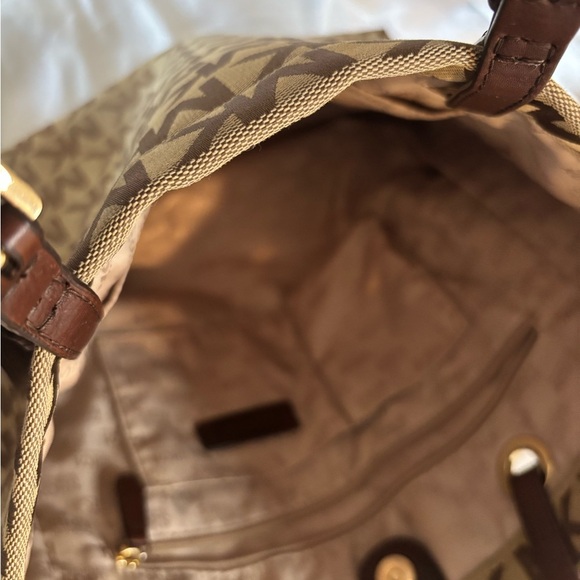 Michael Kors Brown Monogram Tote with Gold Charm - Picture 4 of 5